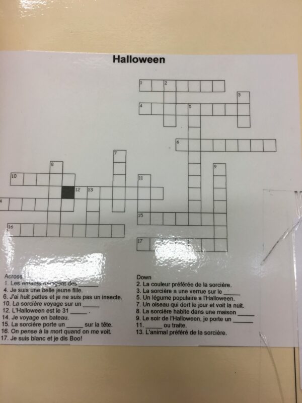Mots croisés d'Halloween