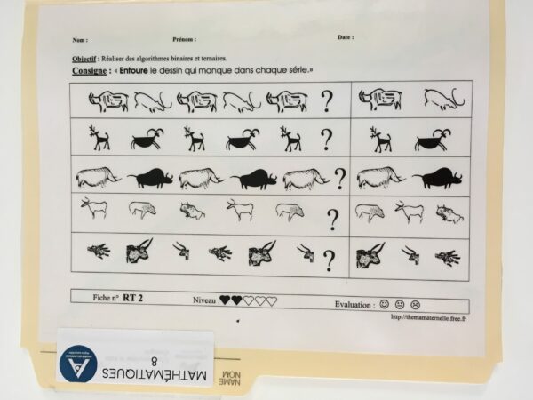 Entoure le dessin qui manque dans chaque série